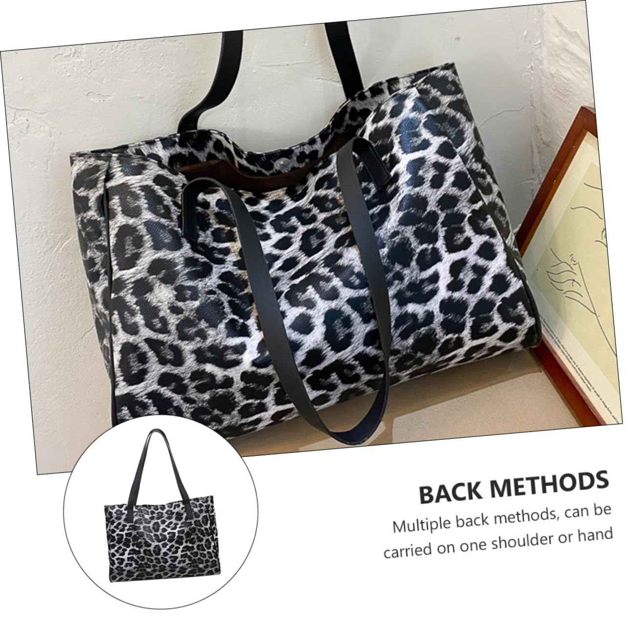 Uonlytech Bolso Bandolera Bolso Casual Estampado de Leopardo para Mujer y Material Pu Reutilizable Gran Capacidad para Compras y Uso Diario