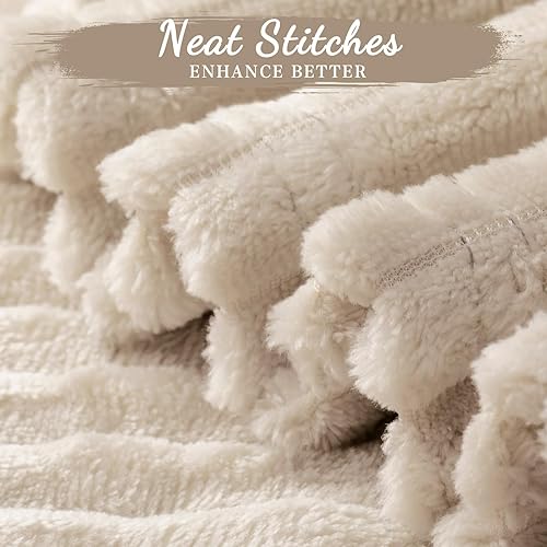 Miniatura 9 de Buryeah 12 mantas de franela a granel de 50 x 60 pulgadas, suaves y ligeras, con manta de forro polar bohemio acanalado a rayas para cama, sofá,