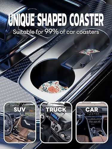 Vista 66 de WOCOCN Posavasos para automóvil, 2.75 pulgadas, antideslizantes y absorbentes, bonitos accesorios de decoración para portavasos de automóvil, Vaca