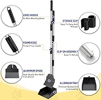 Vista 5 de Juego de recogedor de excrementos de perro, bandeja y pala para perros, cuchara ajustable de metal de mango largo con cubo para eliminar desechos