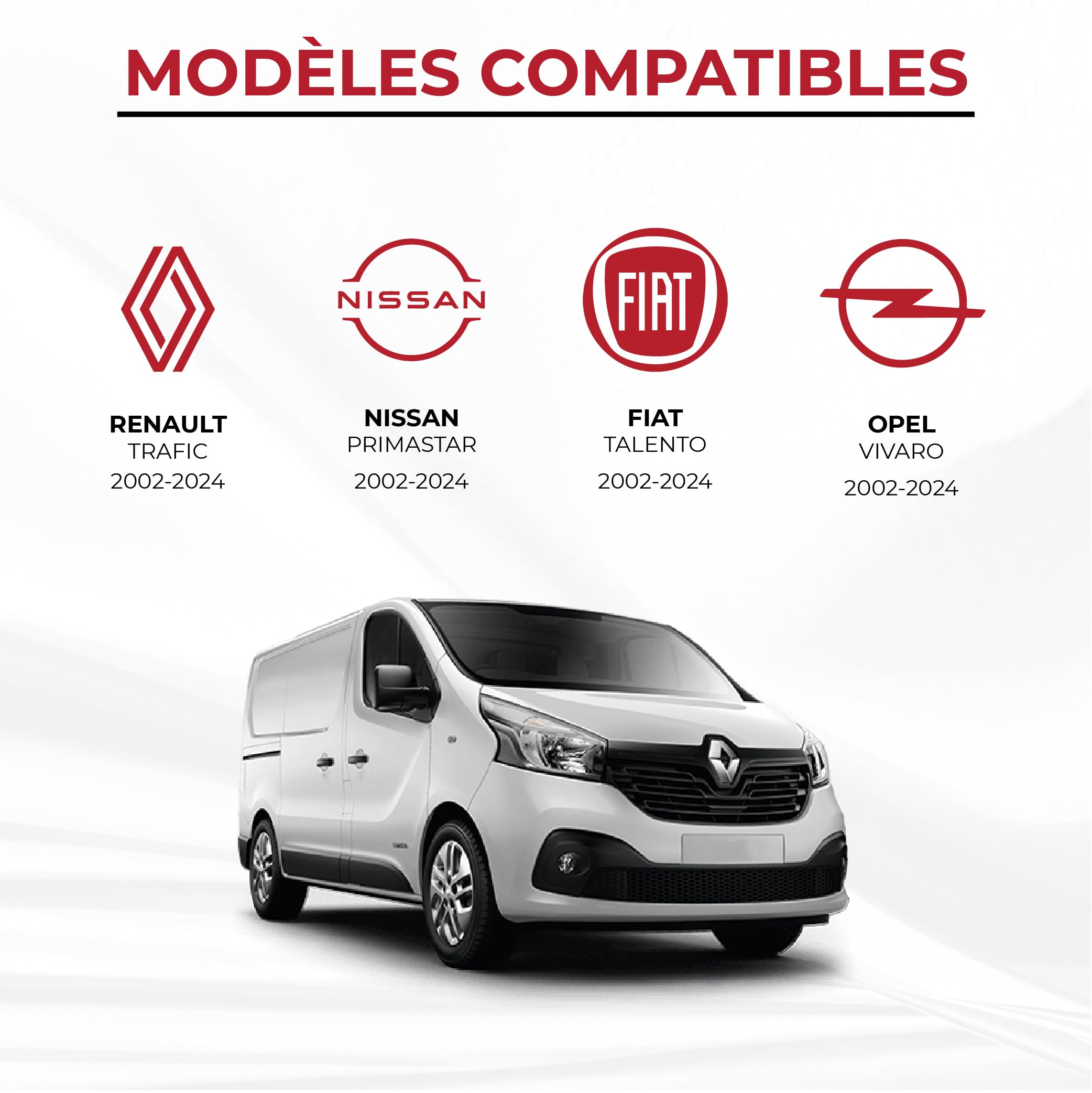 Lit Avant Pliable pour Renault Trafic, Fiat Talento, Nissan NV300, Opel Vivaro (2002-2024)