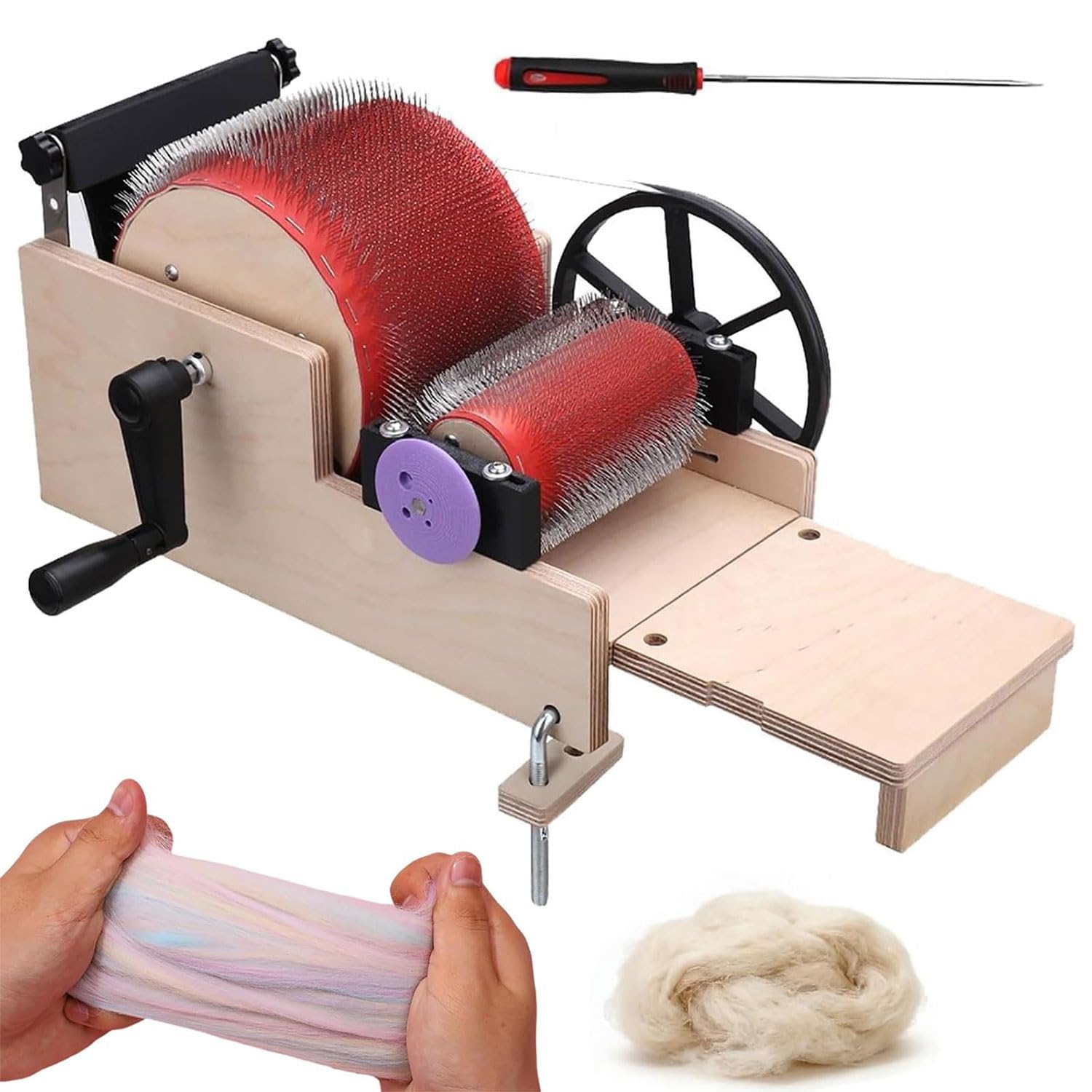 Machine à carder la laine pour filer et créer du feutre fait main chez soi