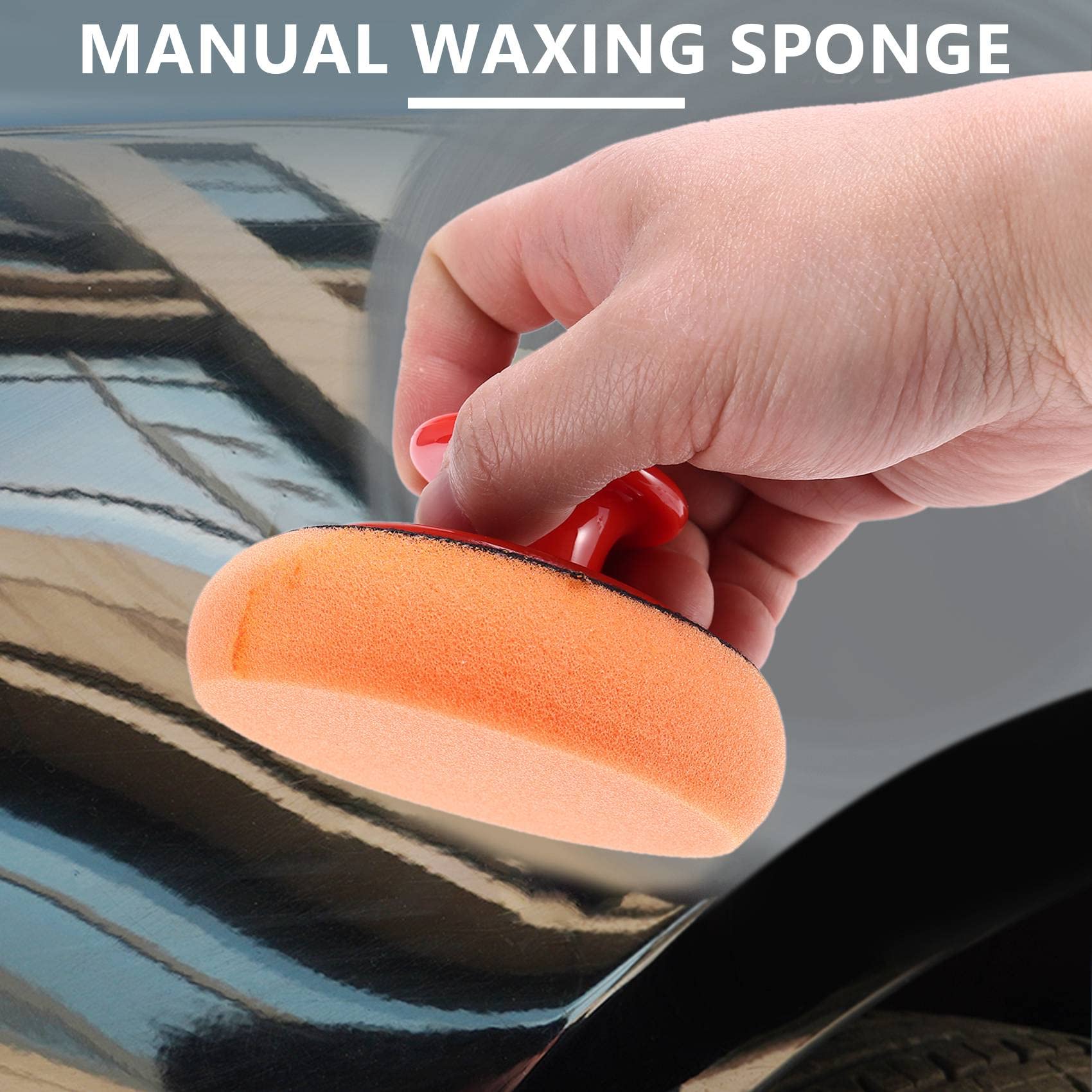 6 Pezzi Kit Spugne Per Lucidatura Auto: Cera E Lavaggio Con Manico Gripper - 4