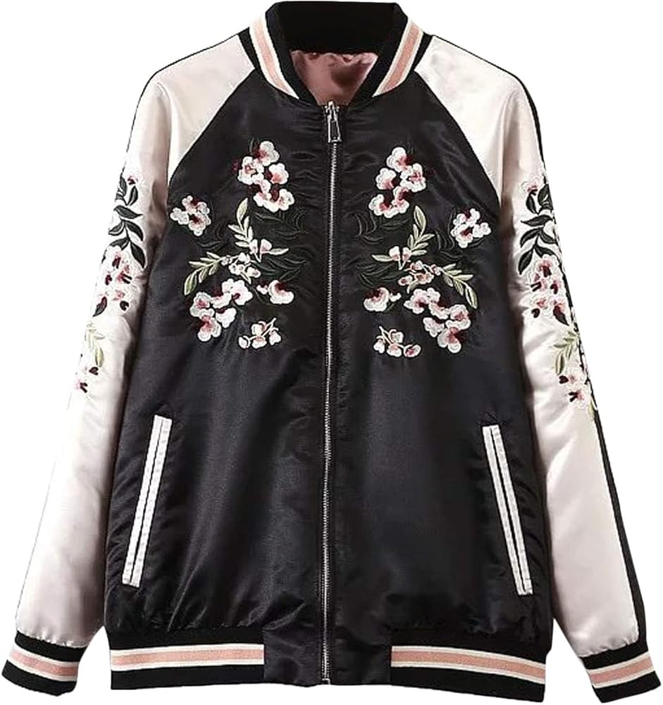 Amazon.com: Flygo Women's Reversible Floral Embroidery Satin