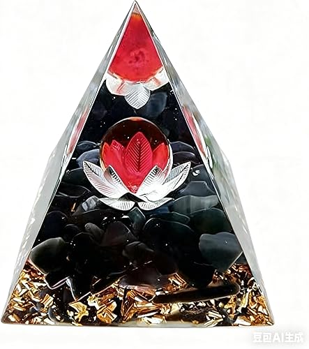 Miniatura 9 de ycyingcheng Moonstone Crystal Orgone Pyramid Ogan Crystal Energy Tower, joyería de piedra triturada de chakras de Reiki, pirámide de cristal para