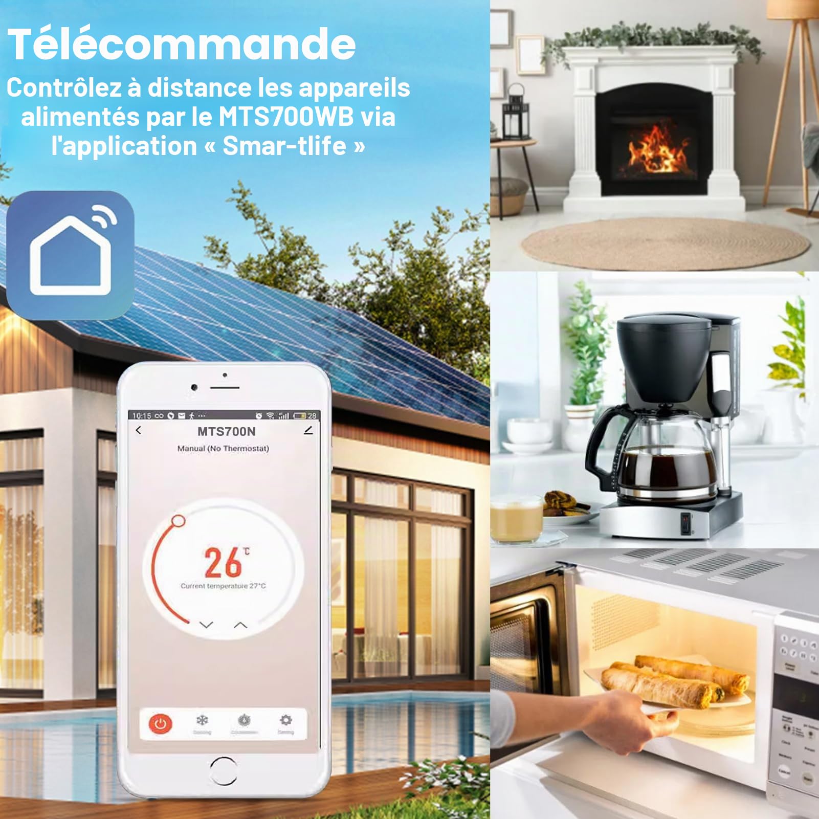 Jadeshay Prise Thermostat Chauffage Prise Thermostat avec sonde Thermostat connecté Compatible avec Smart Life APP Télécommande avec Chauffage Refroidissement Mode
