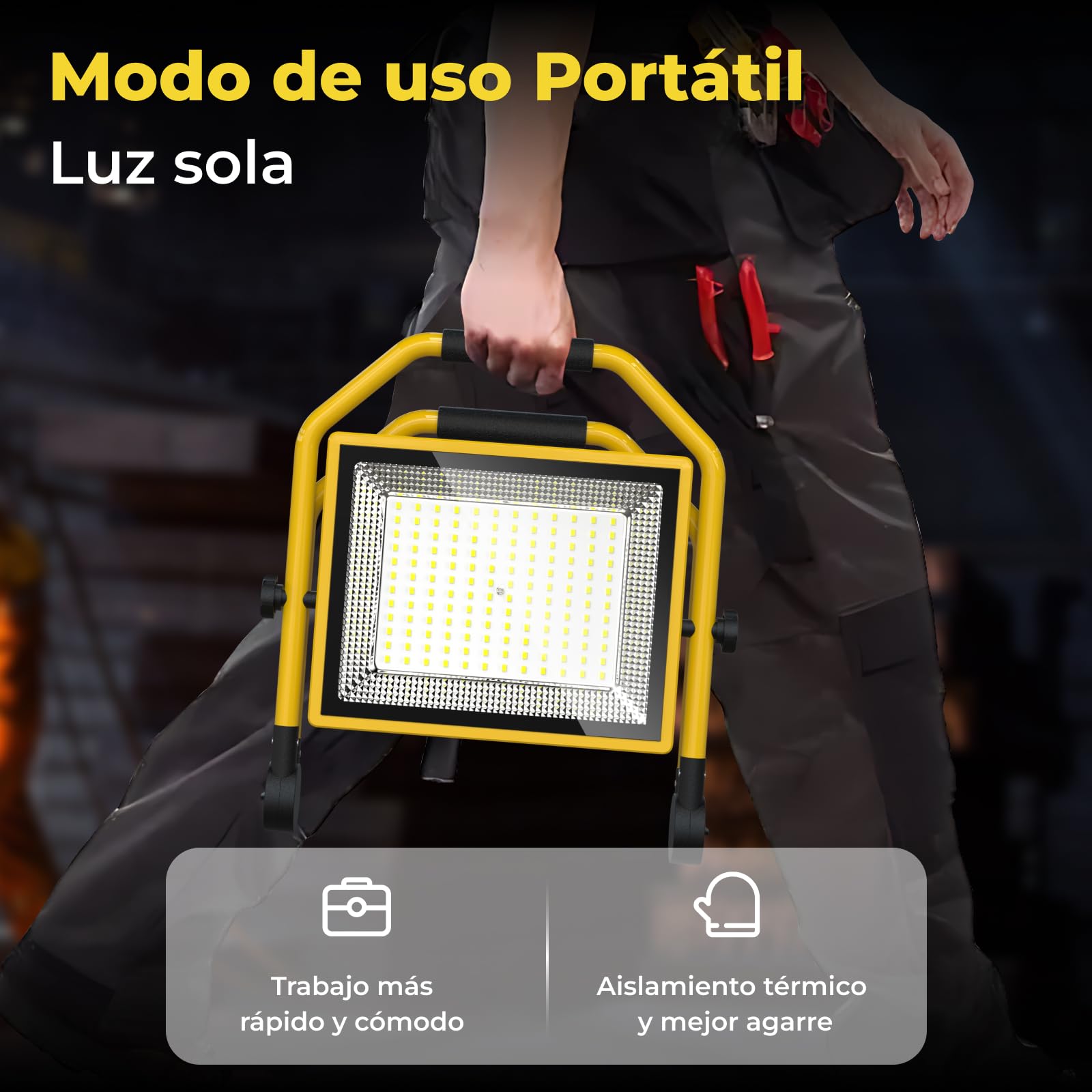 LED Foco de Construcción con 16500 Lumen, Cable 16FT, 6500k, Impermeable, Soporte Ajustable Ideal para Talleres Interiores y Exteriores, Garajes y obras de Construcción (150W)