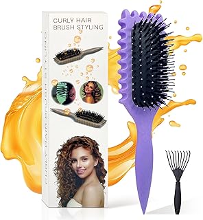 Curly Hair Brush, Bounce Curl Brush for Curl Hair, Curl Defining Brush for Women Men, Detangling Curl Brush Boar Bristle Hair Brush Less Pulling, Hair Separation