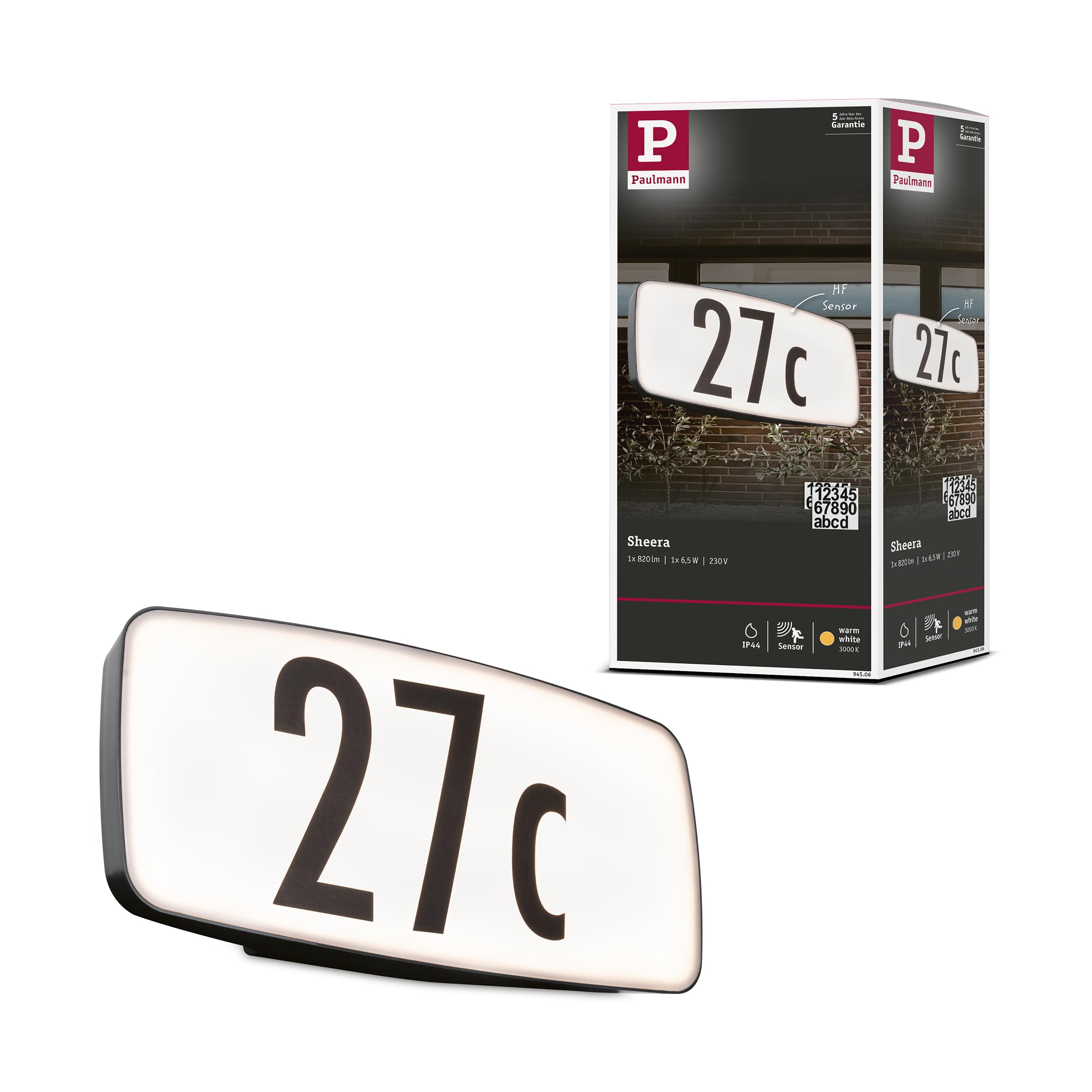 Paulmann Sheera House Number Light With Sensor
