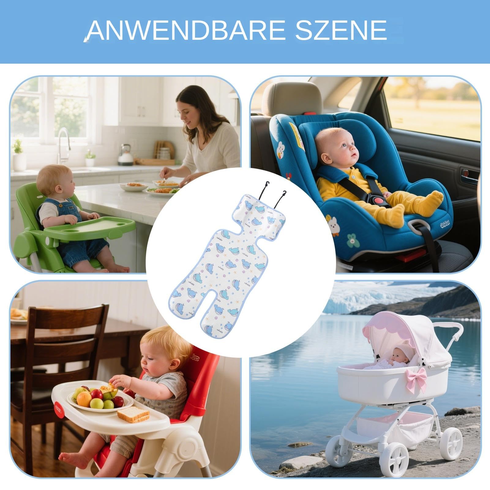 Stroller Cooling Pad Baby Cushion Liner Car Seat Ice Mat 70x33cm Polyester