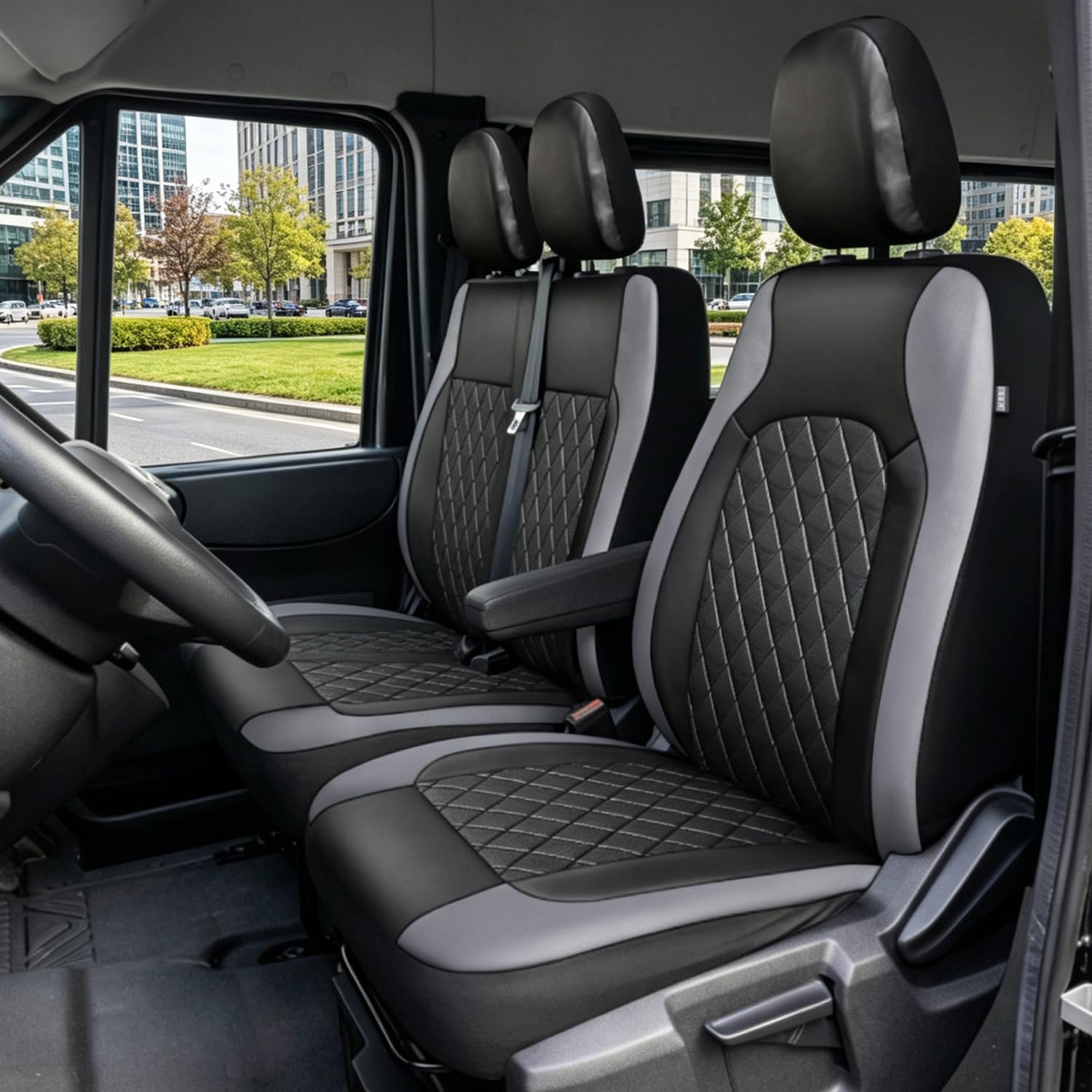 PU Housses de Sieges Universelles pour Siège Camionnette Camion (Gris)