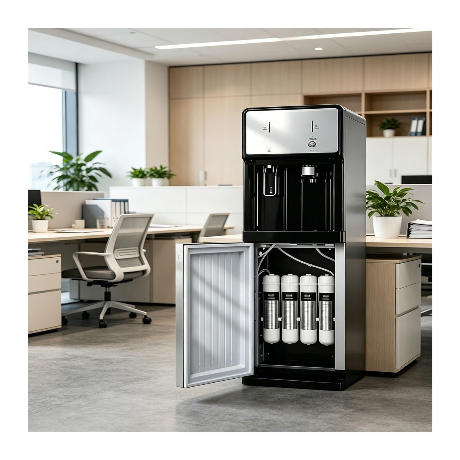 Wasserspender mit Filter, Elektrischer Wasserspender Kühlung, mit 3 Temperaturstufen, Tisch-Wasserautomat, für Küchen, Zuhause & Büro