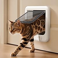 LIBBEPET Large Cat Door with 4-Way Lock - Indoor/Outdoor Pet Door for Cats Up to 18 lbs, Easy DIY Install, Reinforced ABS Frame