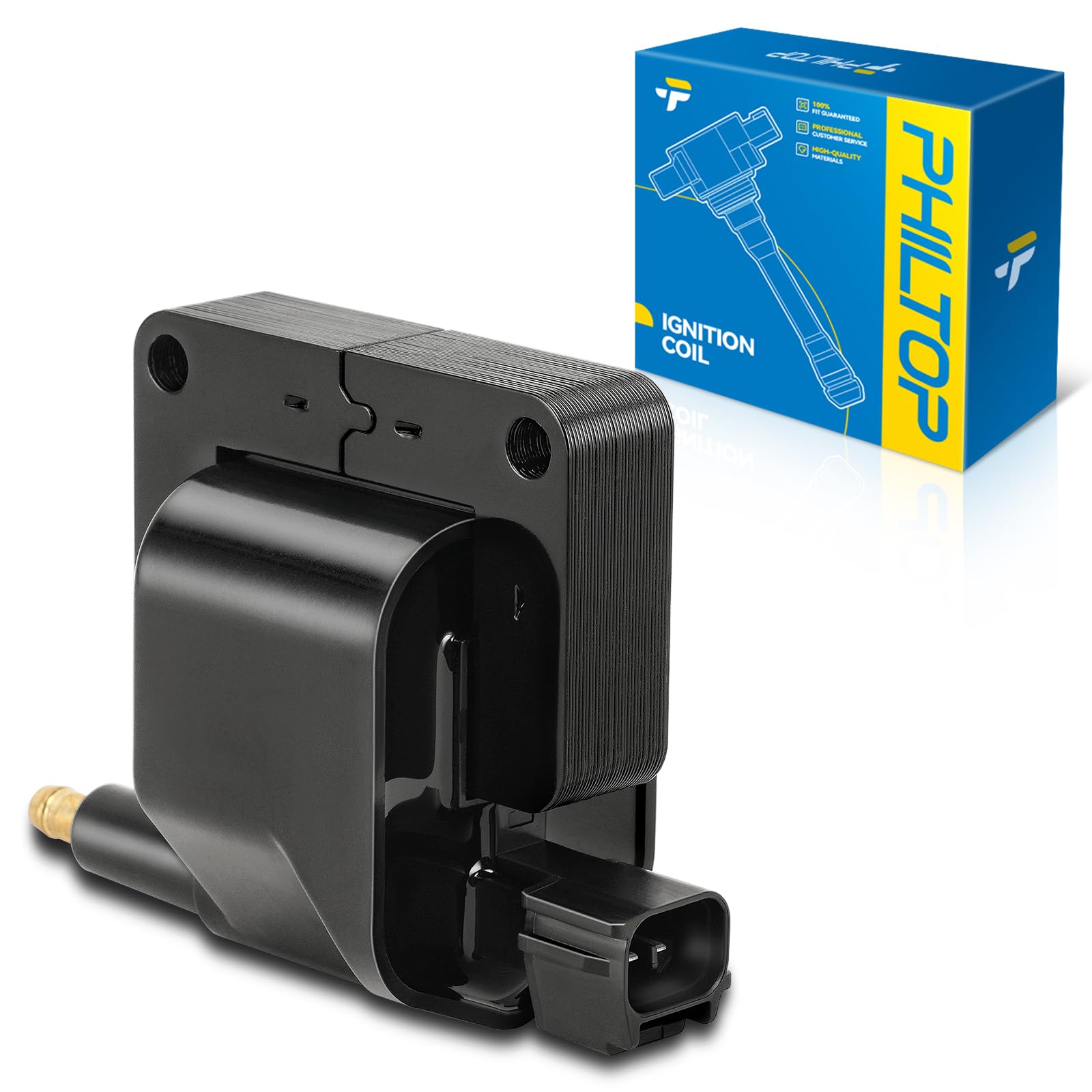 PHILTOP 1-Pack Ignition Coil UF198 Fit for Ram 1500/2500 Dakota Wrangler | Dodge Ram 1500/2500, Dakota, Durango, Jeep Wrangler, Cherokee, Grand Cherokee, Ram 1500/3500 Van, B3500, Ram 2500 Van, B1500