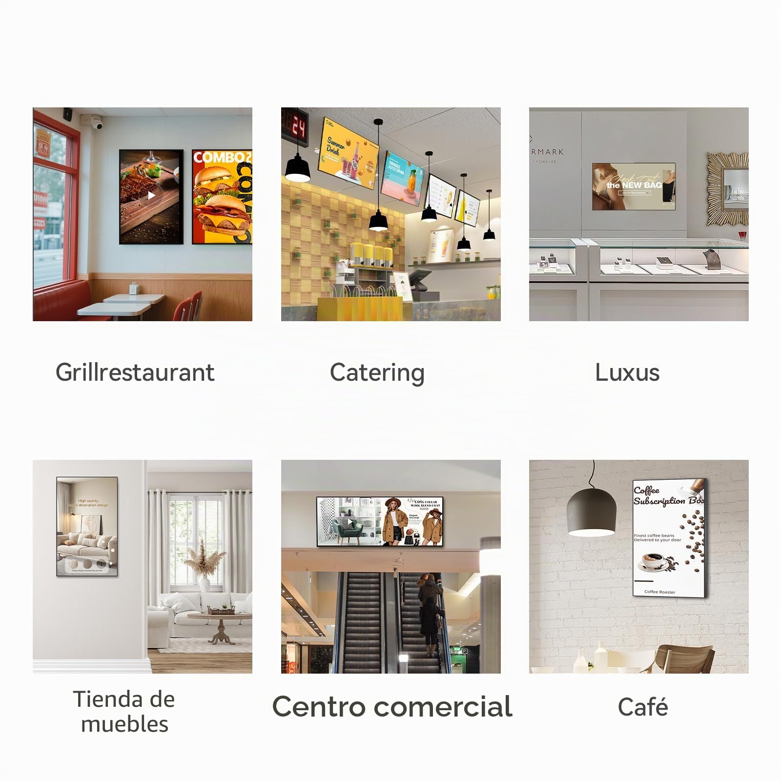 Pantalla Digital Signage de 29 Pulgadas, Display Publicitario 2K UHD para Montaje en Pared, Cartelería Digital de 700 Nits, Menú Digital para Negocios, Restaurantes y Tiendas, HDMI/WiFi, Negro