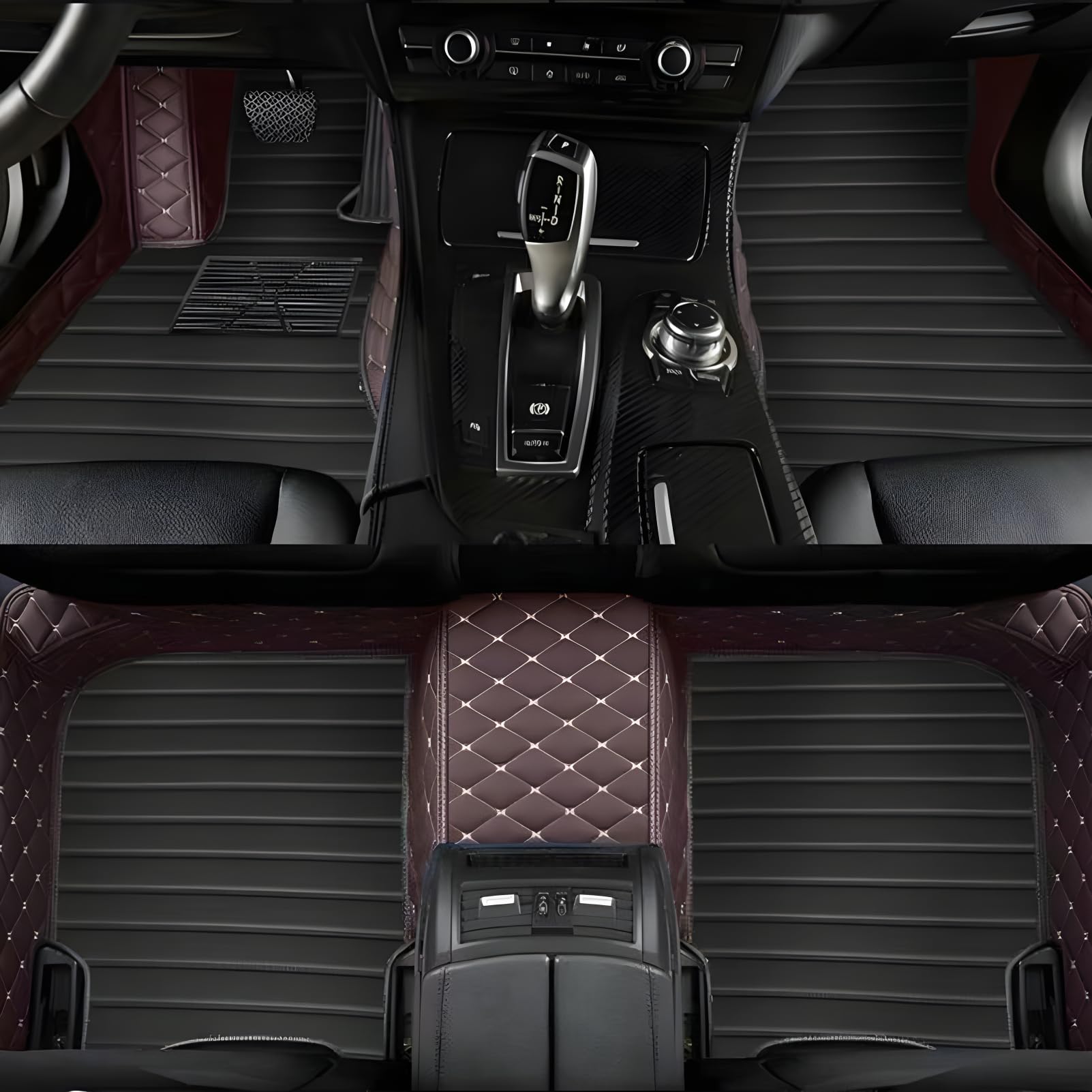 Universal Cadillac Seat Covers Full Set – Faux Leather, Anti-Slip, Waterproof, Black & Orange, Side Airbag Safe