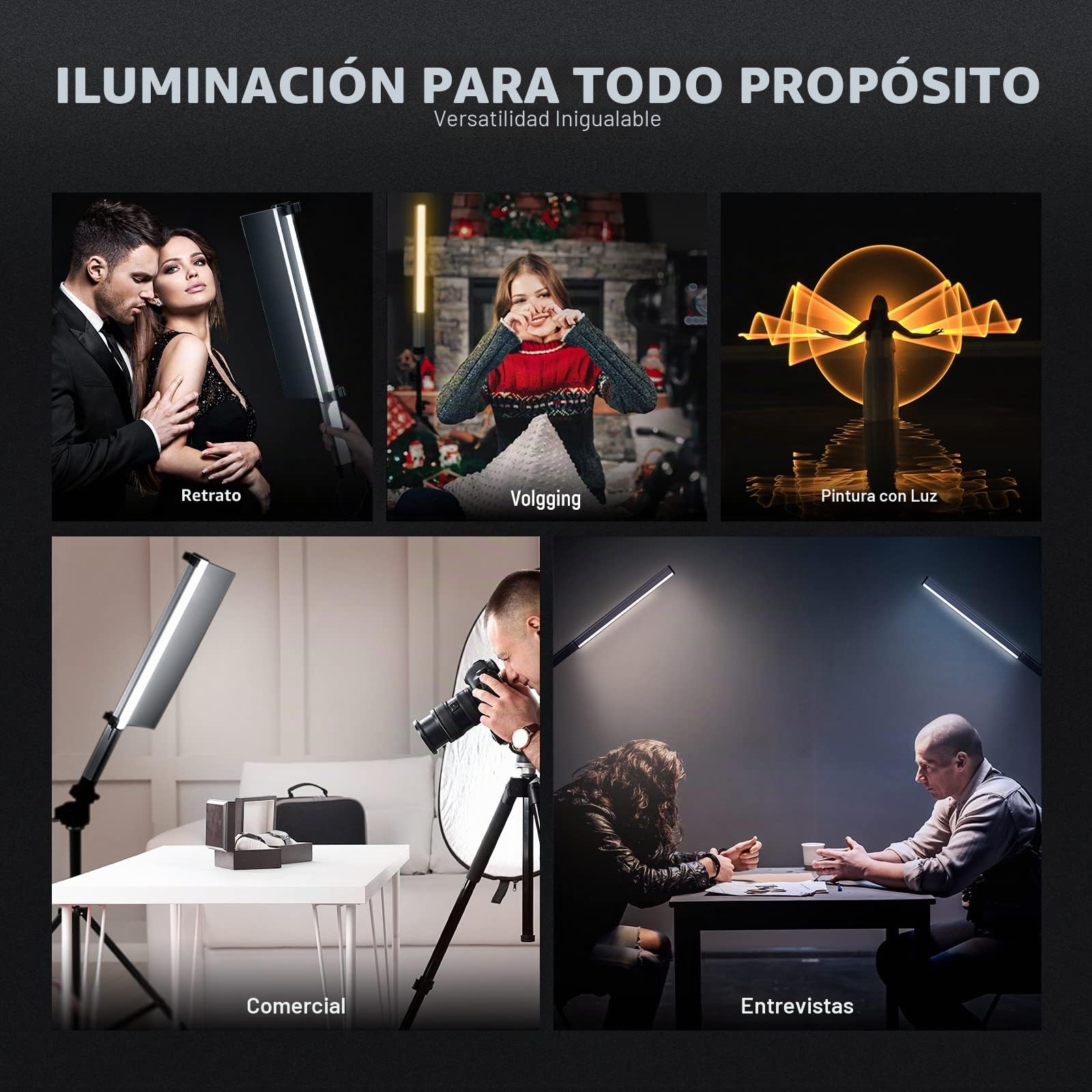 NEEWER CL124 Pro Barra de Luz LED Video, Palo Iluminación Bicolor Fotografía con Batería Mejorada de 7,4V 3200mAh Metal Puerta de Granero 2,4G Pantalla LCD Remota, 1500Lux CRI97+ Regulable 3200K-5600K