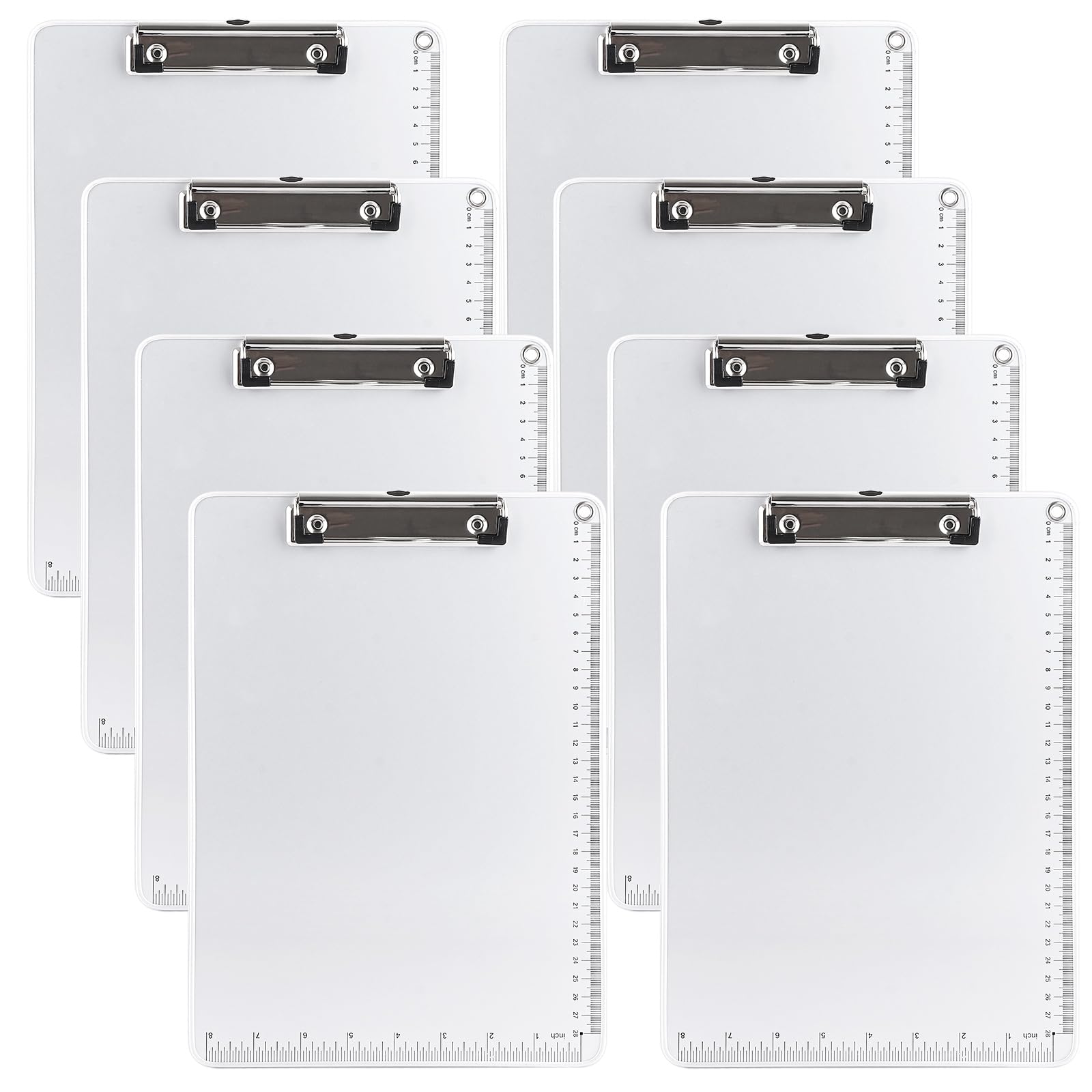 DAJAVE 8 Pcs Clipboard A4 Clip Board, Metal Clipboard A4 Clipboards Aluminum Clipboards with Low Profile Clip and Hanging Hole for Office Work Restaurant