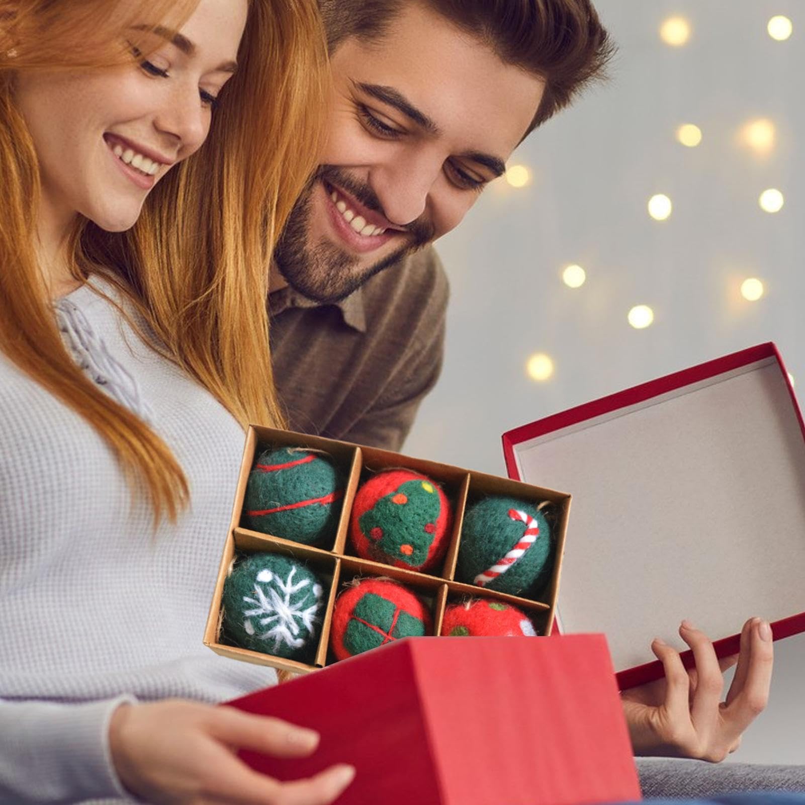Set di palline per albero di Natale, in feltro di lana, palline di Natale infeltrite | Elegante sfera di filato per albero di Natale per decorazioni decorative, albero di Natale, soggiorno, atmosfera