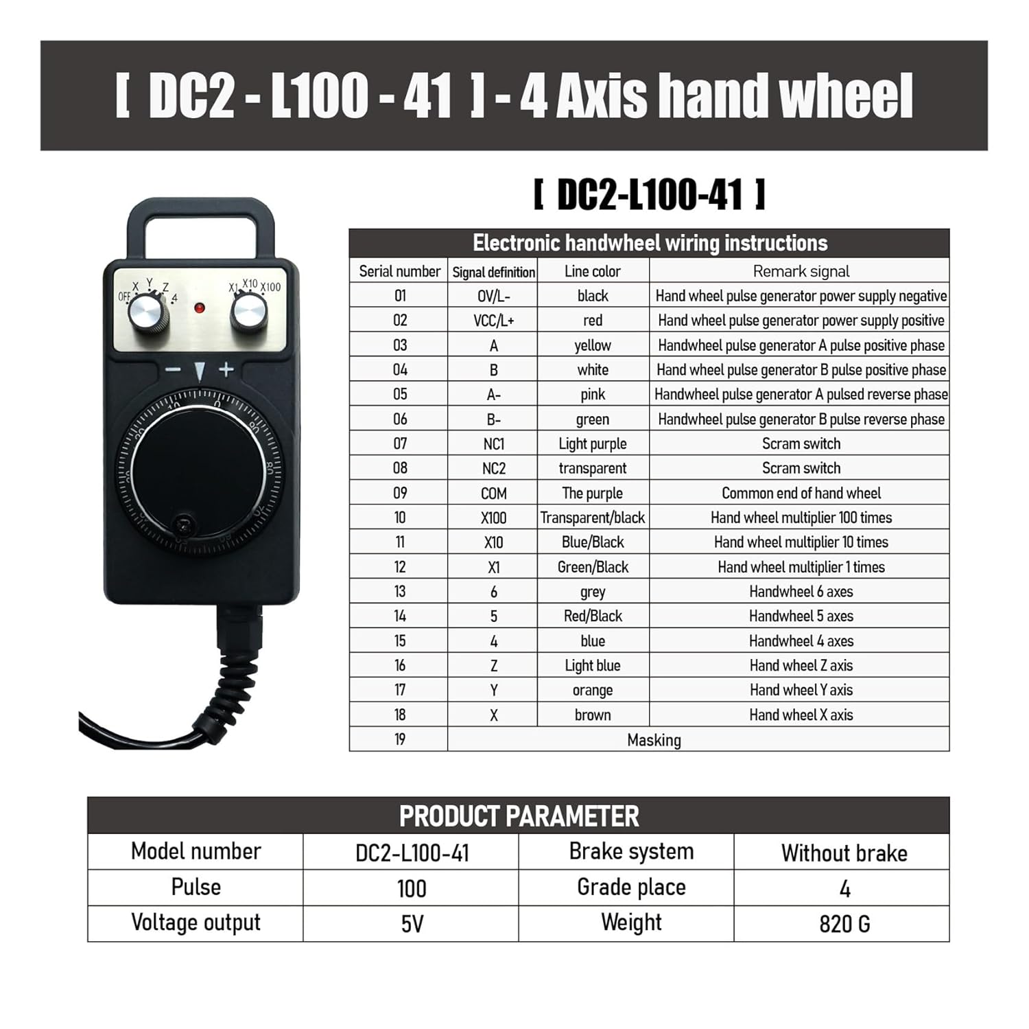 Manual Pulse Generator 4 Axis 6 Axis 100PPR MPG Pendant Handwheel 5V 24V DC2 Series-Electronic Hand Wheel for Router