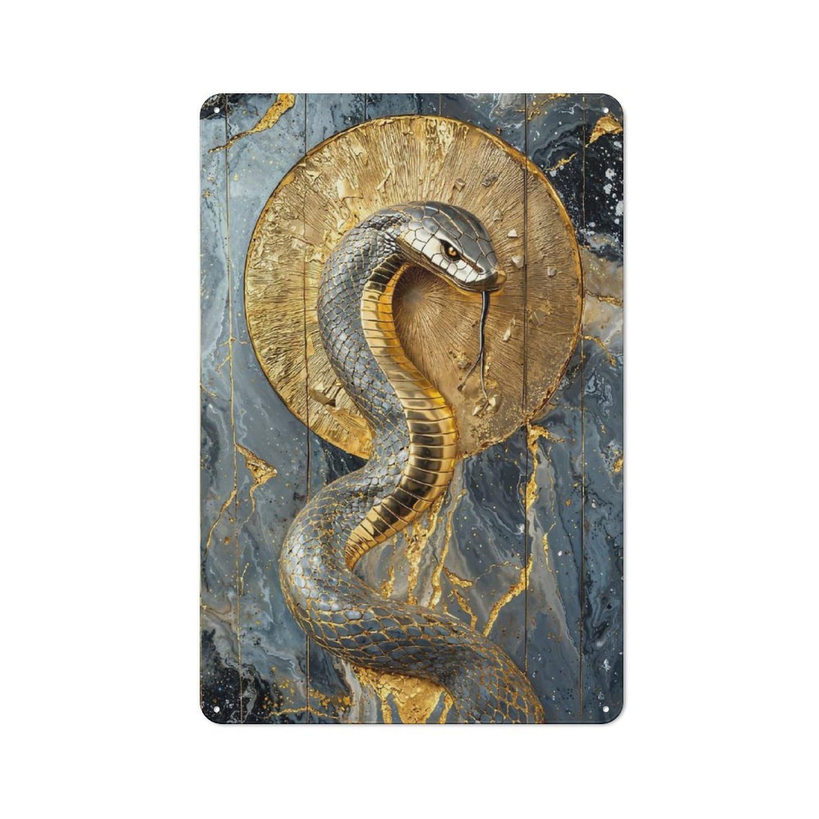 Radiant Cobra of The Sunburst Metal Wall Plaque, Easy to Hang Plaque for Home Cafe, Breakfast Area Or Pantry Wall, 30x20cm