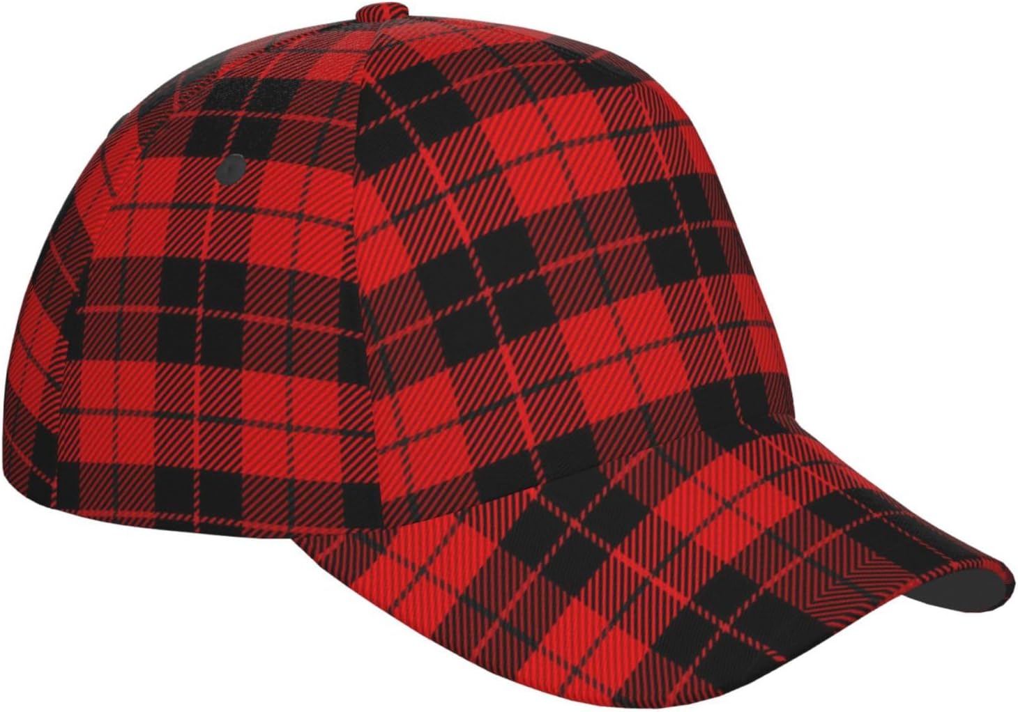 Red Plaid Christmas Print Baseball Cap Women Men Adjustable Xmas Snowflake Holiday Snapback Baseball Hat Cap - Image 3