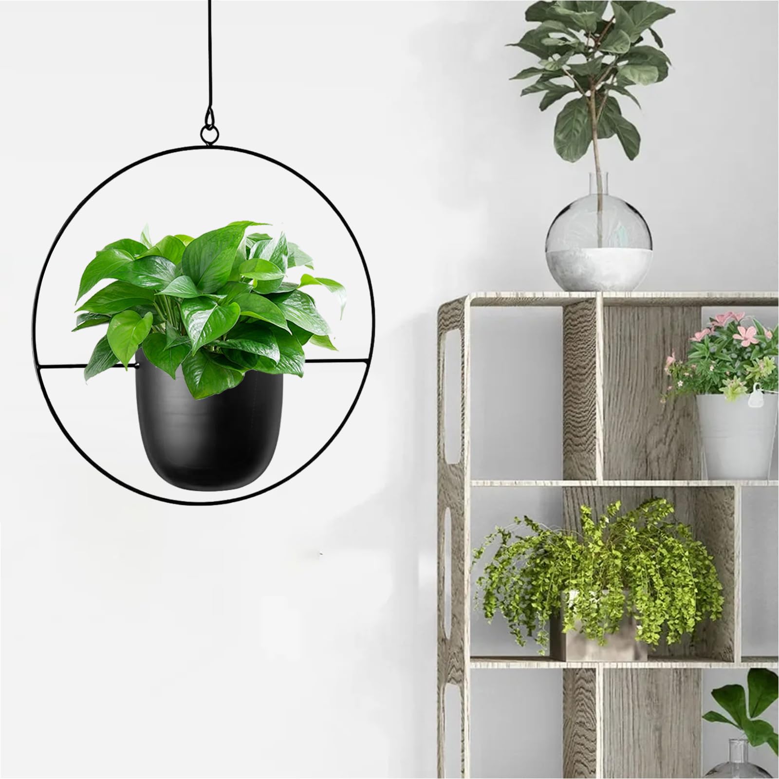 maxant Blumenampel, Hängende Pflanzgefäße, 2 Stück Metall Hängend Blumenampel, Schwarz Decke Hängende Blumentopf, Pflanzen Blumentopf Hängende, für Innen- und Außenbereich, Deko für Zuhause, Büro
