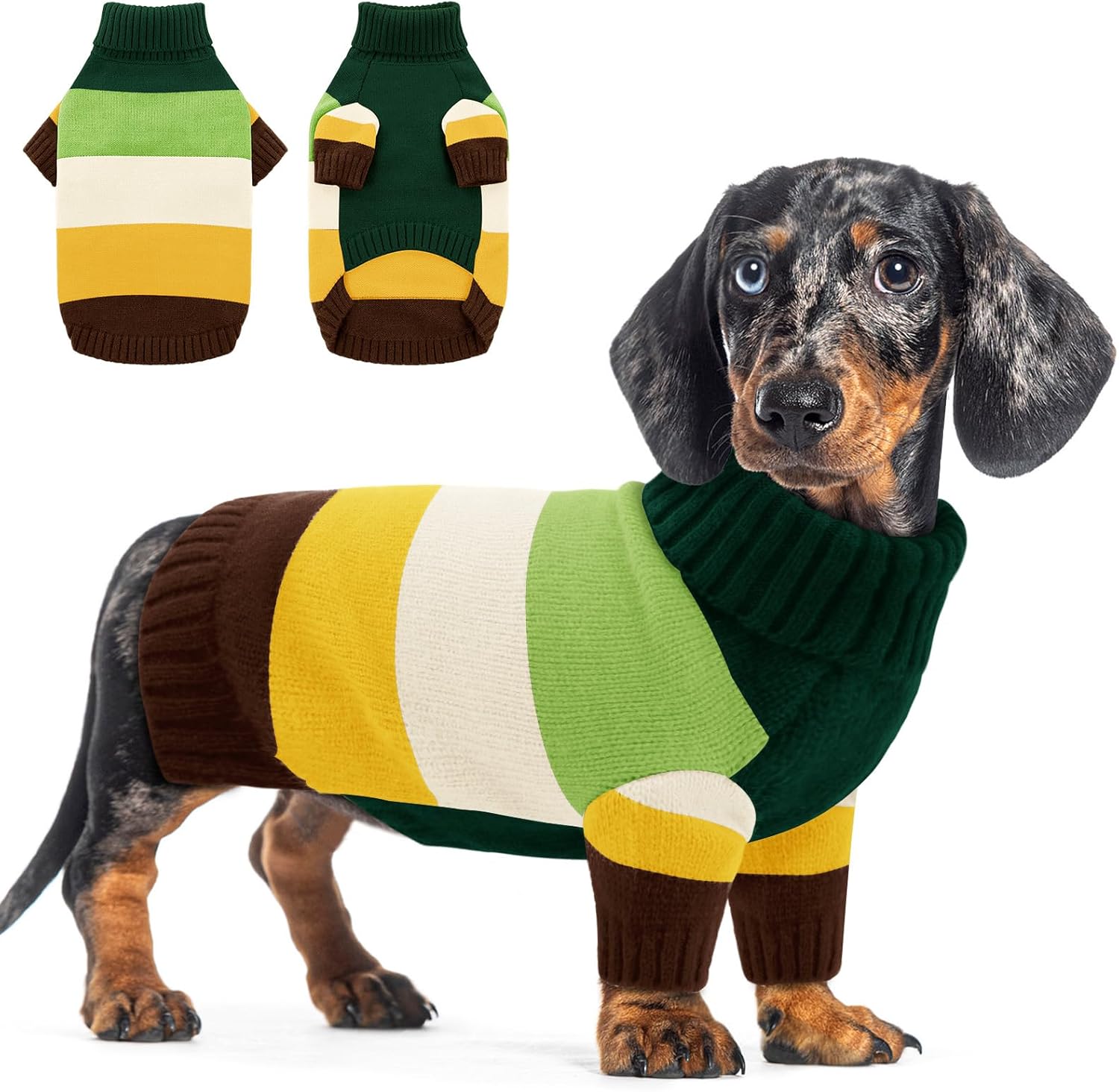 AOFITEE XXL Dog Sweater, Turtleneck Dogs Sweaters for Large Breed, Stretchy Christmas Knitwear, Warm Large Pet Pullover for Fall Winter, Clothes for Golden Retriever, Weimar (Brown XXL)