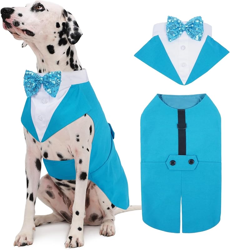 Fantasia de Smoking para Cães Kuoser com Terno, Bandana e Argola D, 45 g