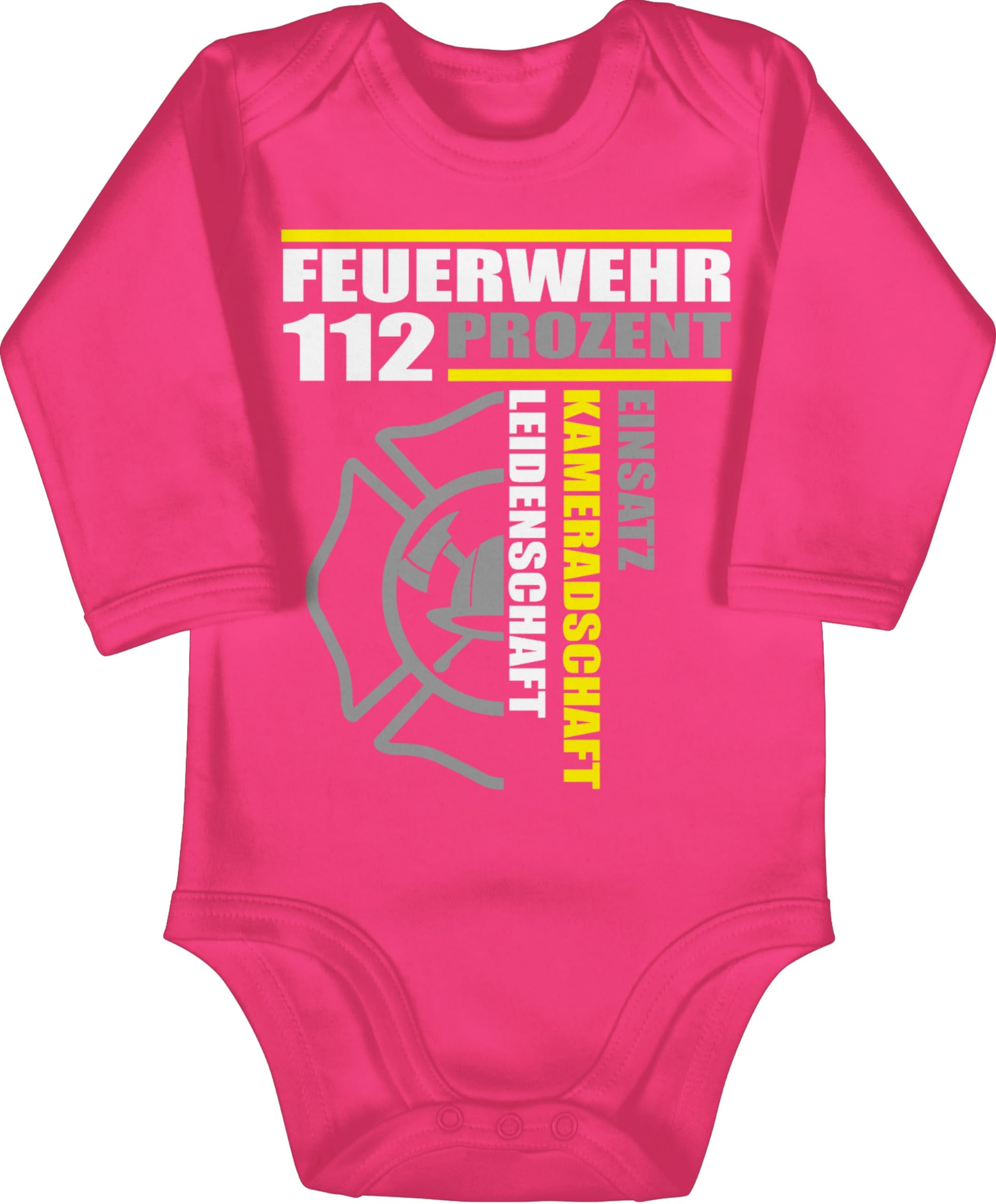 Shirtracer - Baby Body langarm Mädchen Junge - Feuerwehr 112 Prozent Einsatz Kameradschaft Leidenschaft I Freiwillige Feuerwehr Geschenk