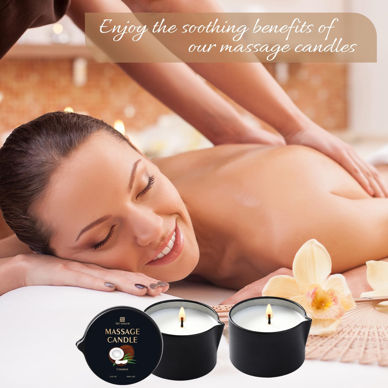 Confezione da 6 candele con olio da massaggio, 66,6 g, a bassa temperatura, 6 profumi, per terapia termale, olio per il corpo, regalo di San Valentino per rilassarsi, coppie o cura di sé