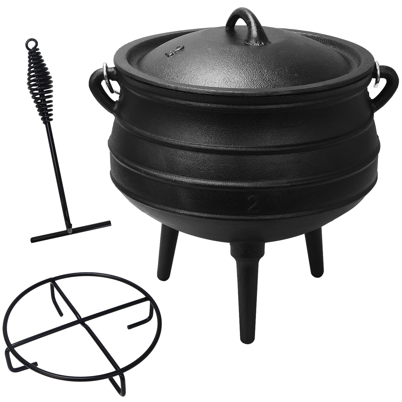 Amazon.com: Mabeeze Cast Iron Potjie Cauldron, 6 Qt, 3-Legged