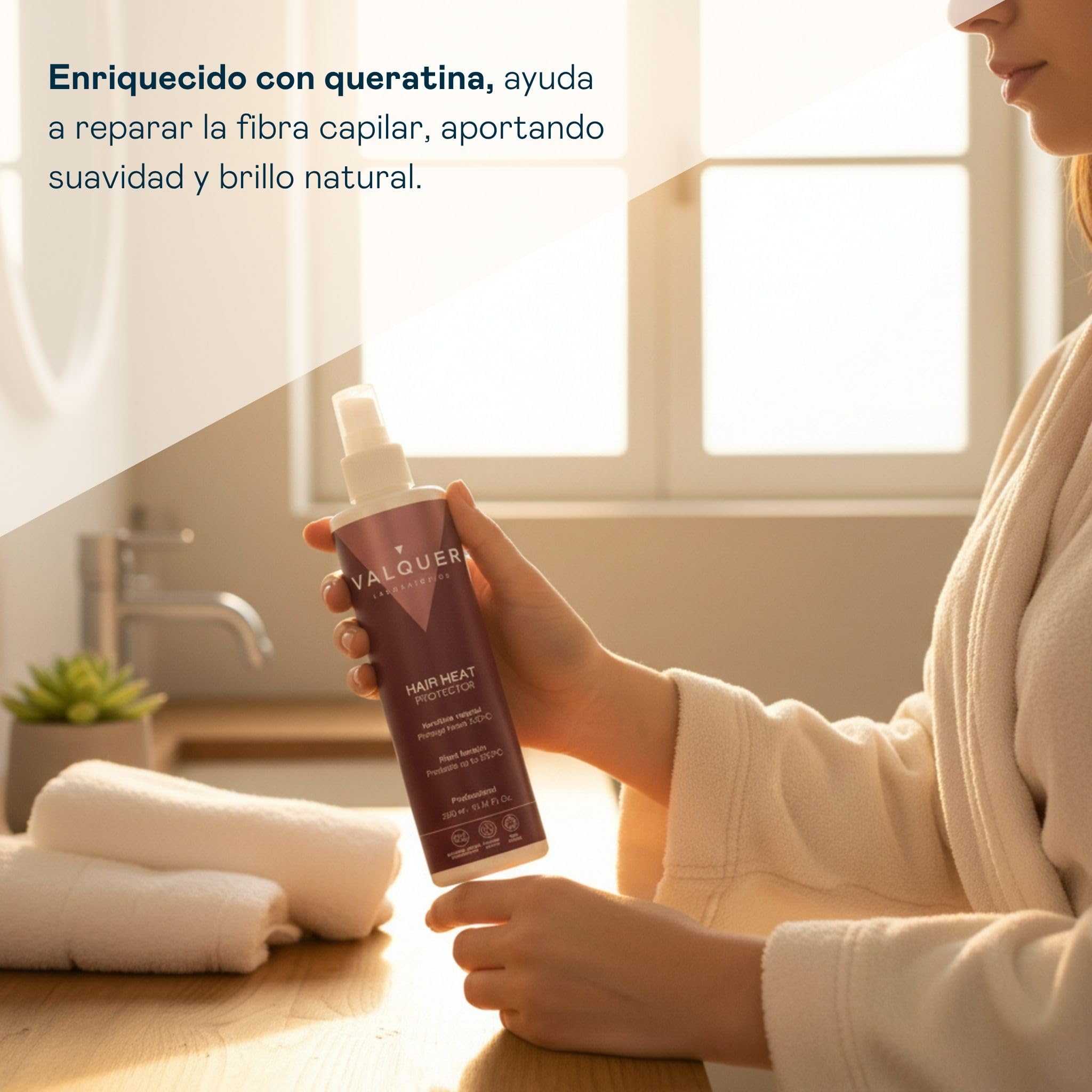 VALQUER Protector Térmico Capilar en Spray 300 ml Protege del Calor Keratina Vegano