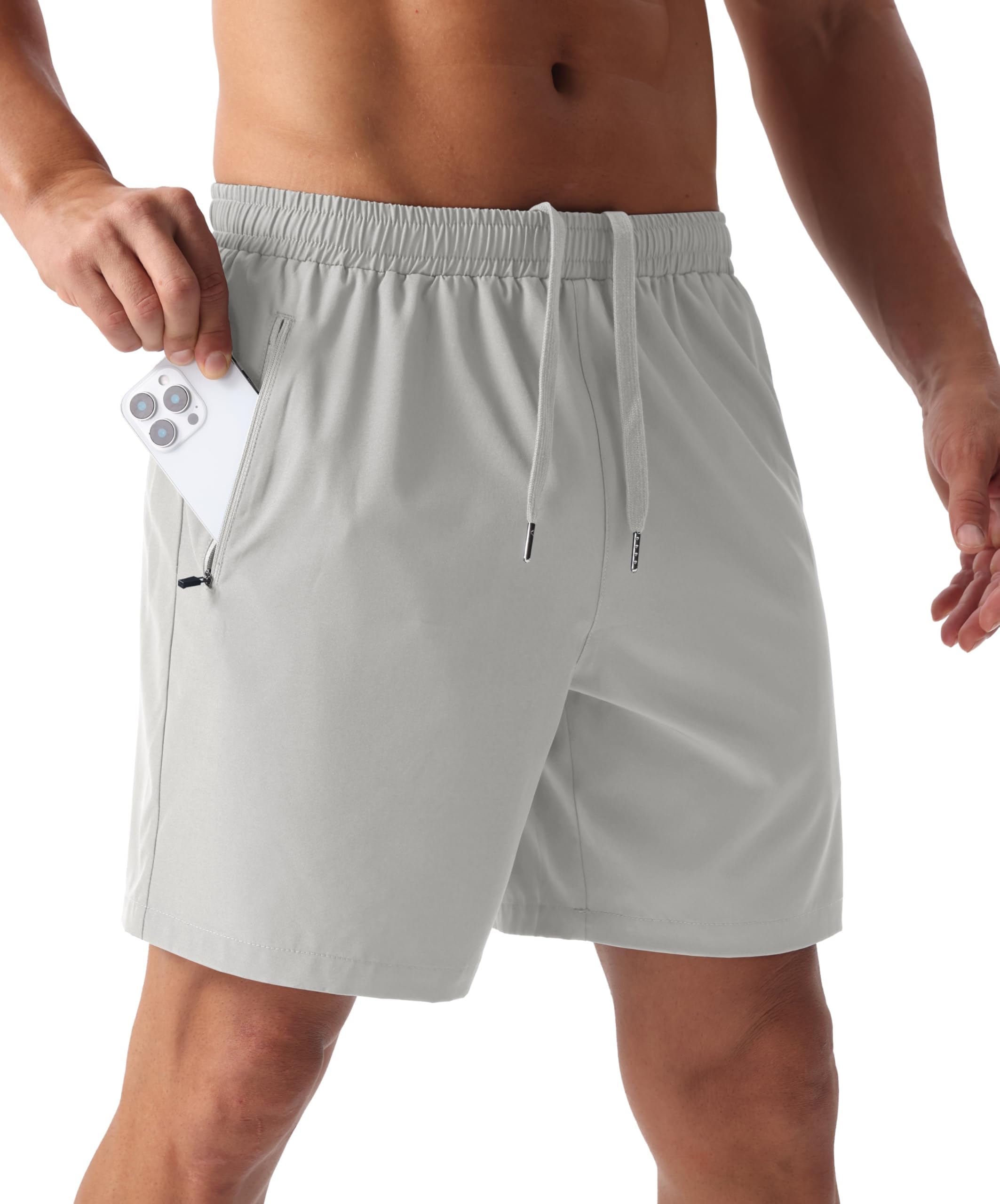 Men’s Athletic Running Shorts 7" Quick Dry Lightweight Workout Gym Shorts with Zipper Pockets for Basketball Hiking