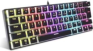 dsfen Wired Gaming Keyboard 61 Keys 12 Colorful Mixed Backlit Mechanical Keyboard with Mechanical Green Switch Pudding key Support 21-key Conflict-free Input