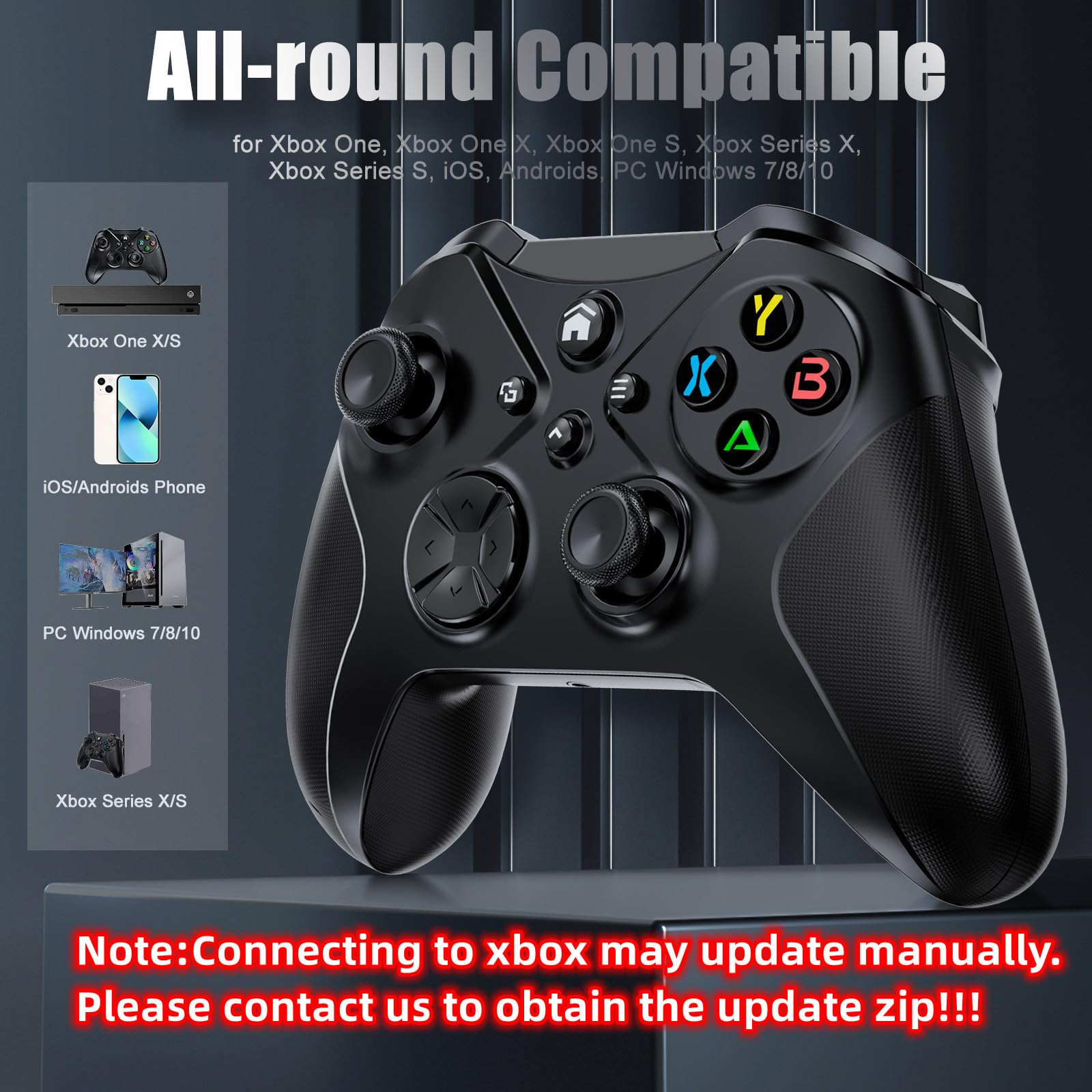 FOIRCEADAL [Need to Upgrade Wireless Controller for X-One S/X XBOX WiFi, Adaptive Gaming Turbo/Vibration/Gyro/Wake-up function/ 3.5 mm Audio