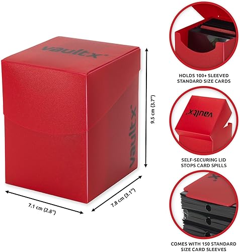 Miniatura 9 de Vault X  Caja de cubierta y 150 fundas negras para tarjetas, tamaño grande para 120-130 tarjetas con funda, tarjetero sin PVC para TCG (amarillo)