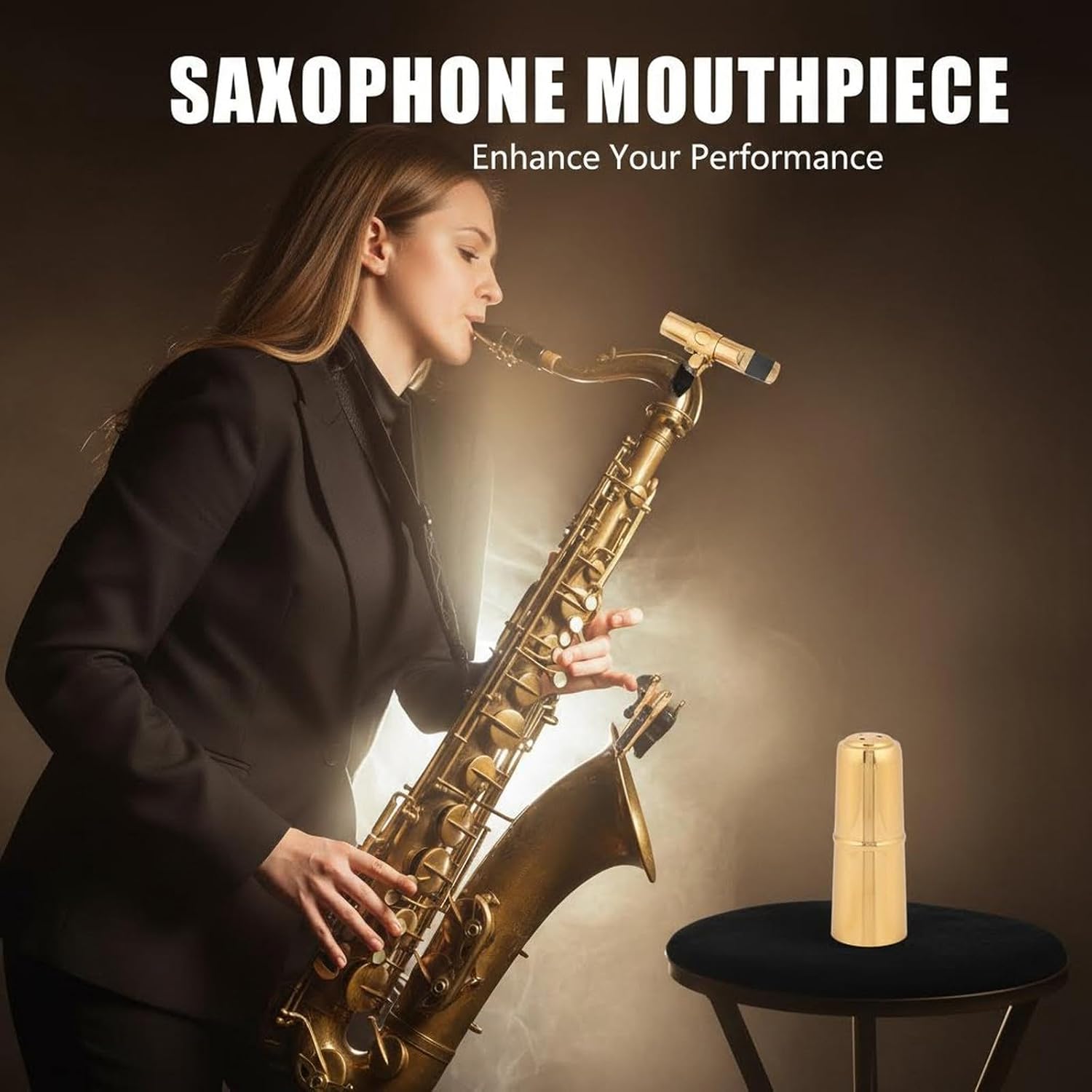 Saxophone Mouthpiece Brass and Beginners - Durable Metal Strap, Clear Tone, Comfortable Jazz and Soprano Sax Accessories