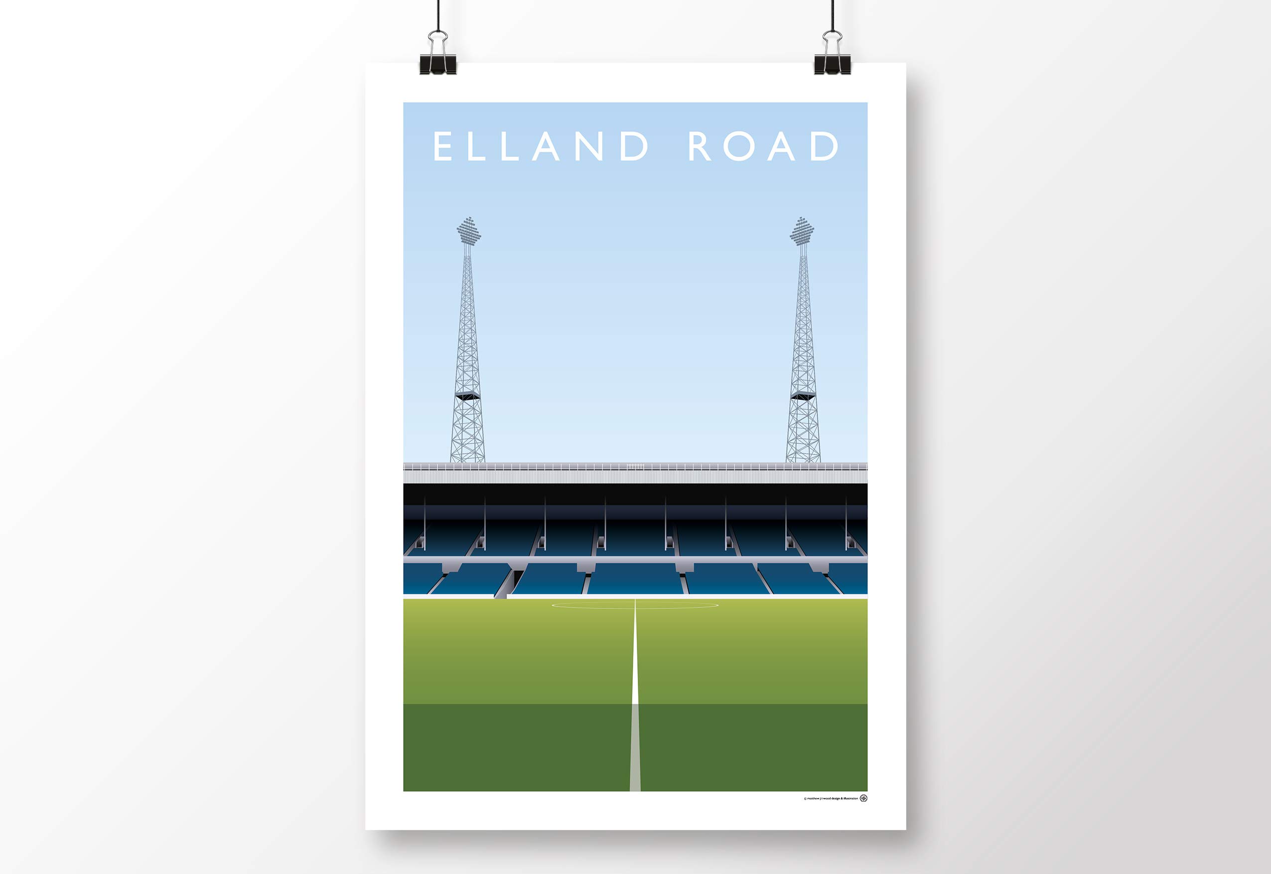 Affiche Elland Road Stadium Leeds United FC poster rétro art de stade anglais A3