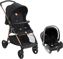 Carrinho de Bebê com Bebê Conforto, Lui Travel System Preto Cobre Burigotto