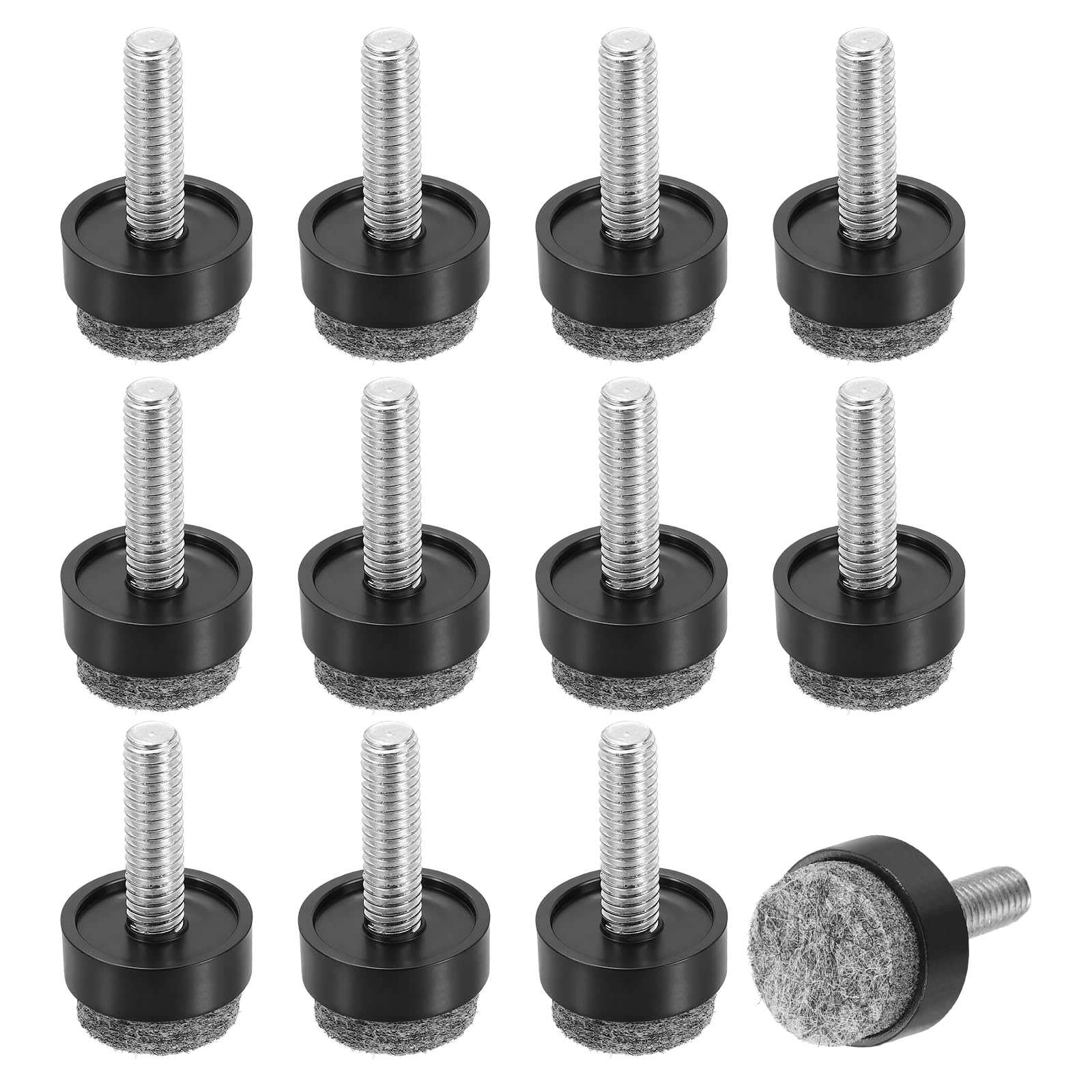 sourcing map 12 Pcs Adjustable Furniture Leg Levelers, M6x25x20mm Threaded Screw-in Leveling Feet Pad Floor Protector for Tables Cabinets Chairs Sofa Outdoor Furniture Feet, Black