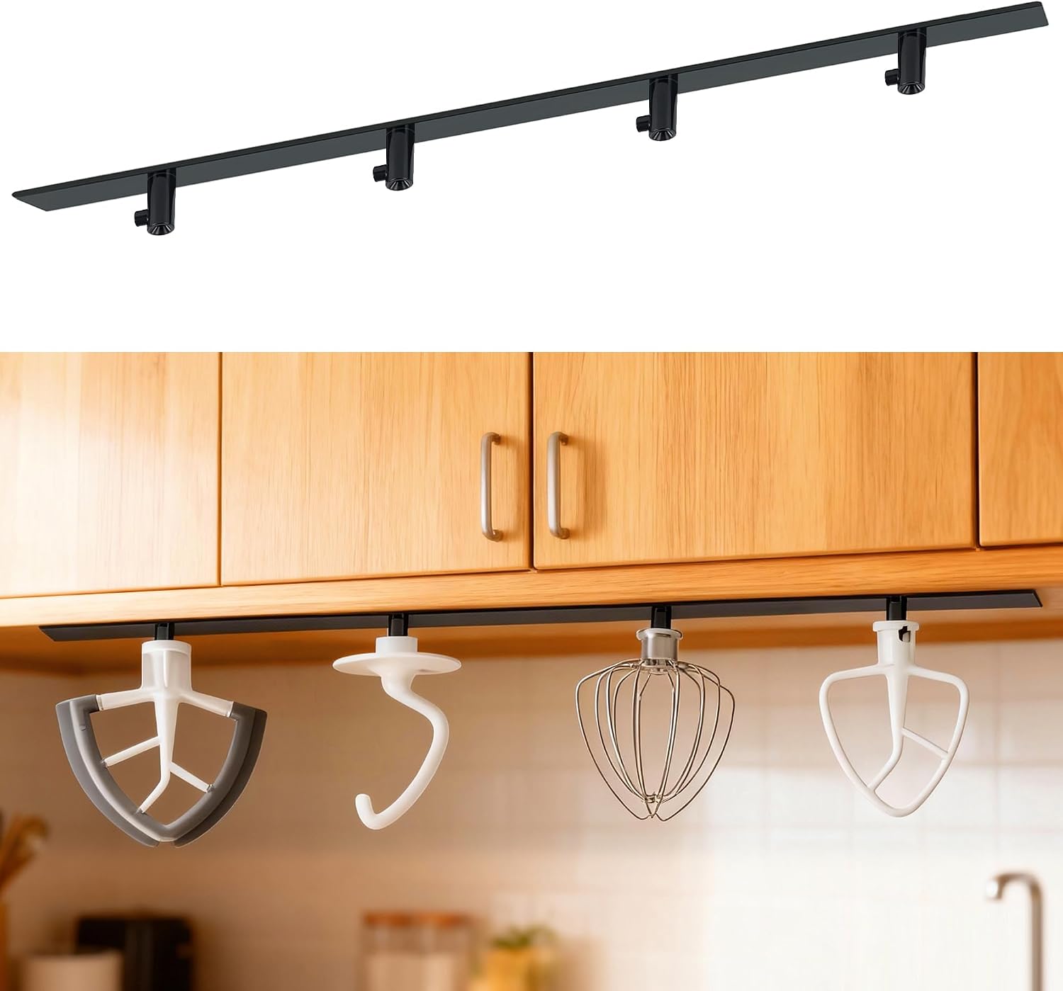 4 Pcs Stand Mixer Attachment Holders Compatible with Kitchen Aid Mixer Accessories, Mixer Beater Scraper Hanging Holders Storage Organizer, Securely Holds 4 Mixer Attachments Space Saver, Black
