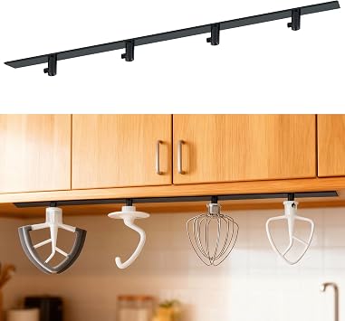4 Pcs Stand Mixer Attachment Holders for Kitchen Aid Mixer Accessories | Mixer Beater Scraper Hanging Holders Storage Organizer, Securely Holds 4 Mixer Attachments Space Saver, Black
