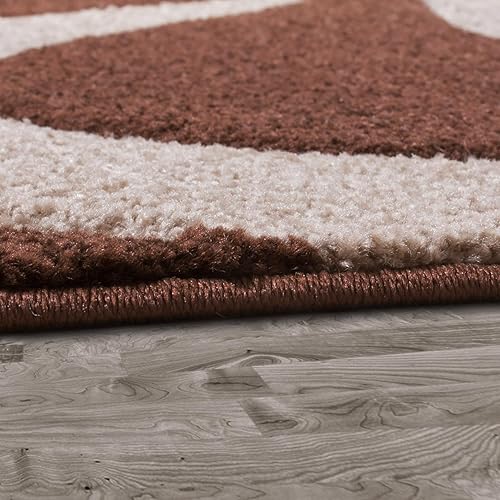 Miniatura 8 de Alfombra de área marrón beige con corte de contorno y patrón moderno de remolinos, tamaño 2'8" x 4'11"