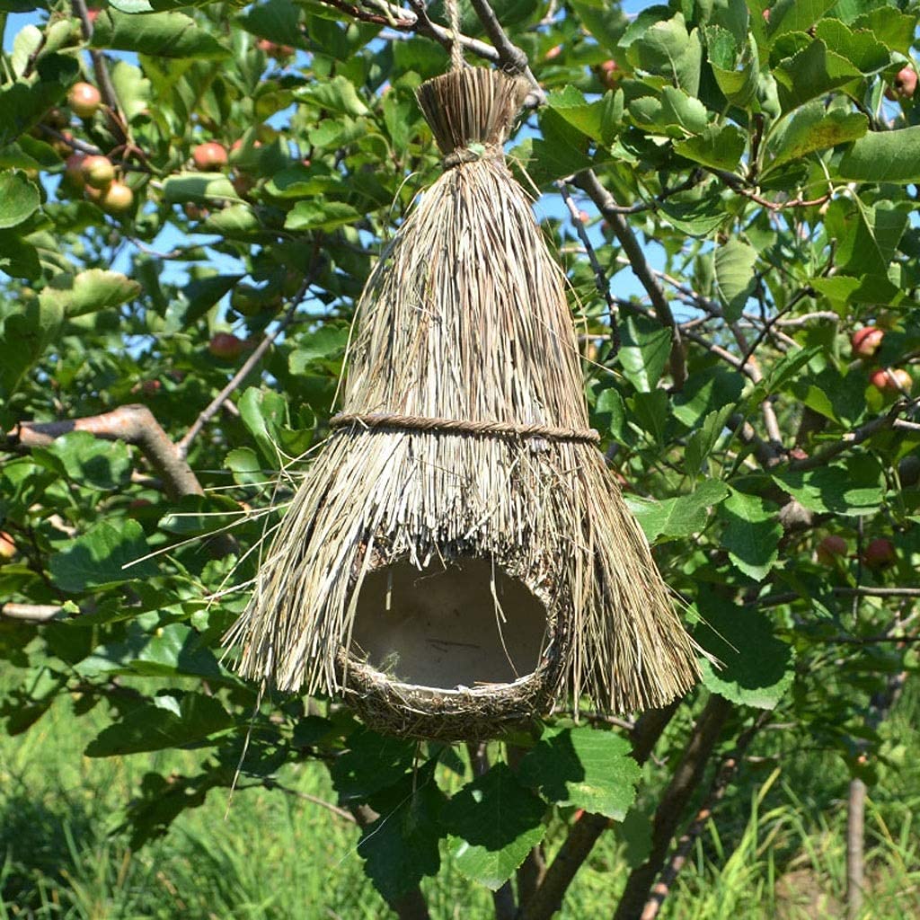 Vogelhäuser Vogelkäfige Vogelnest Hütte Handgemachter Strohvogelnestkäfig Vogelhaus Bruthöhle für Papageien 810(Color:A)