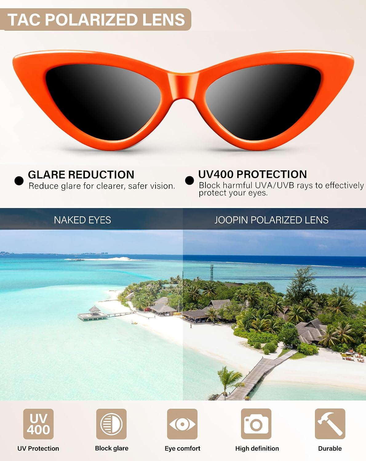 Joopin Polarized Cat Eye Sunglasses for Women Vintage Cateye Sun Glasses UV400 Protection image 3