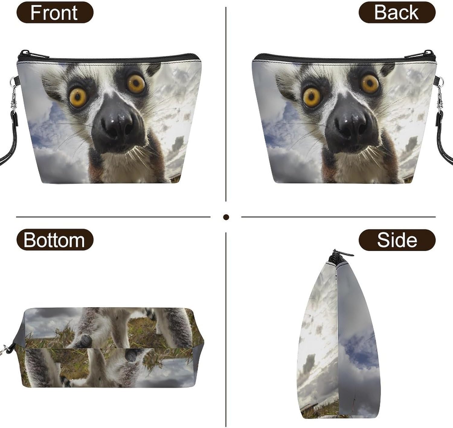 Funny Lemur Women's Makeup Bag for Purse image 3