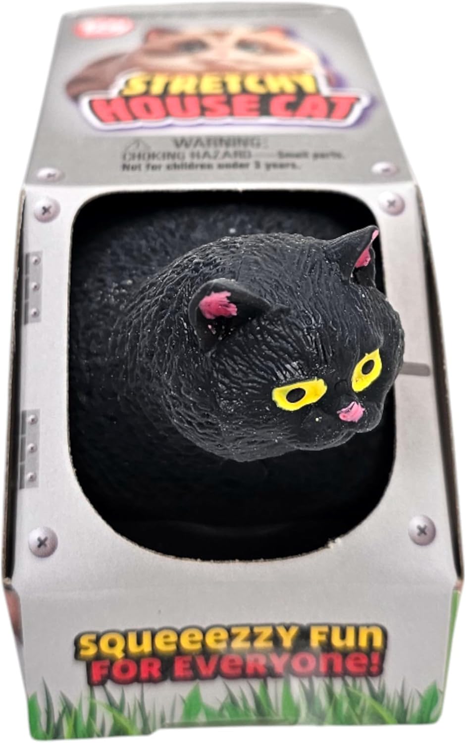 Stretchy House Cat (Black Cat) (4 Inch) Rubber Fidget Toy Stress Relief Black, Grey, Orange and White Cats (1 Black)