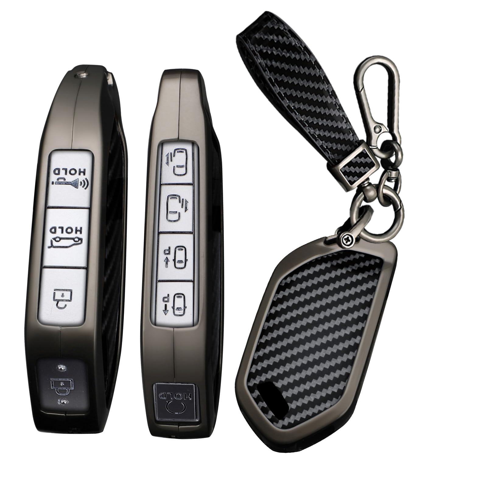 Ysbxitu Key Fob Cover For Kia Telluride 2024, EV9 - Zinc Alloy & PU Leather Case With Keychain (5-9 Button) 12 thumbnail image