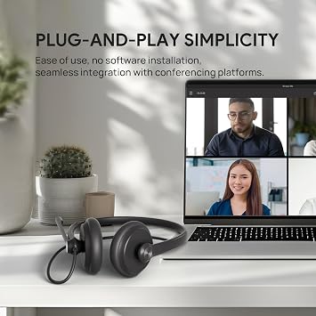 Yealink UH34 Wired Headset, Single Ear USB Headphones with Noise Cancelling Mic, Teams Certified, Mono Headset for PC Laptop VoIP Phone, All Day Comfort Design, Mute Button